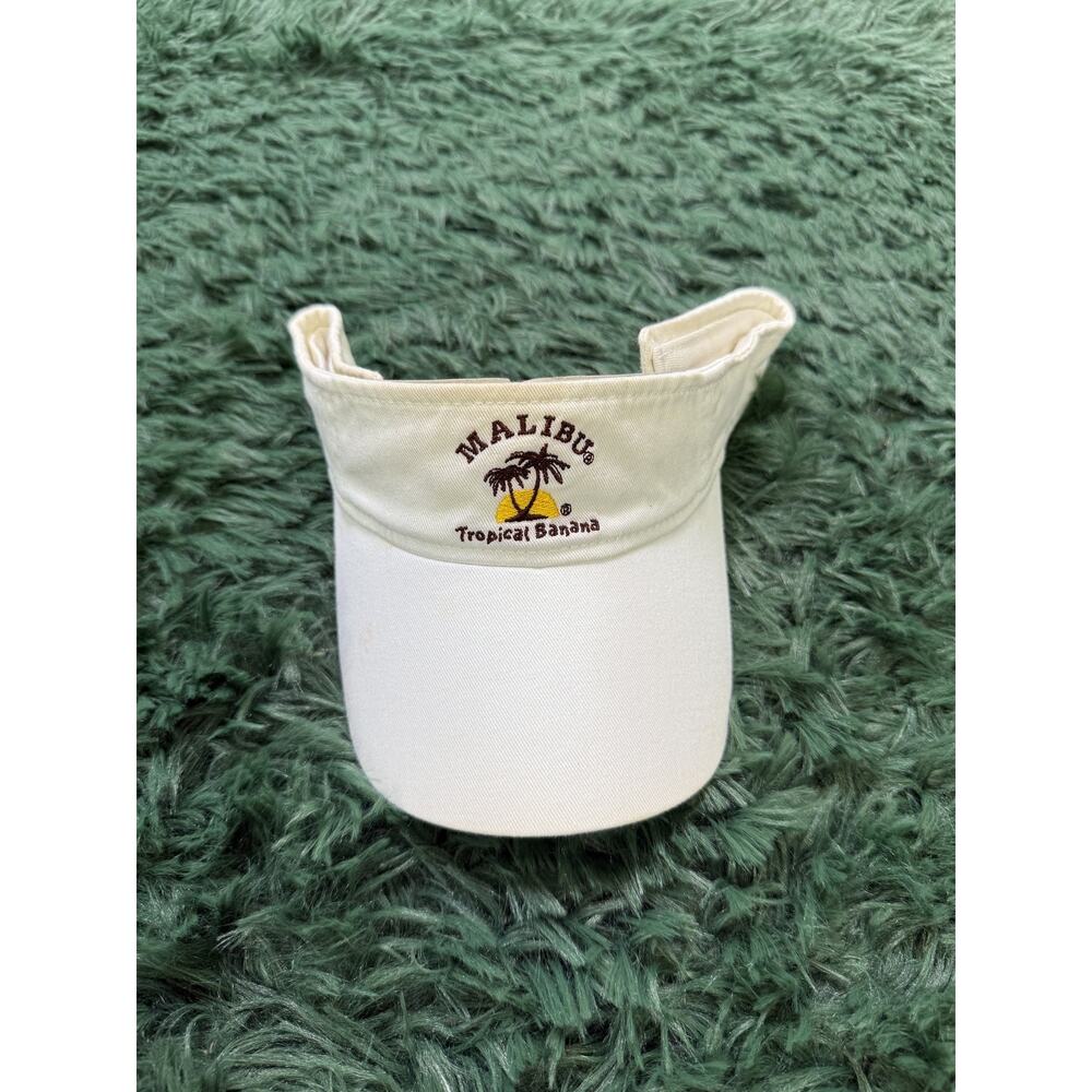 Malibu Tropical Banana Palm Tree White Visor One Size Fits All Adjustable Hat